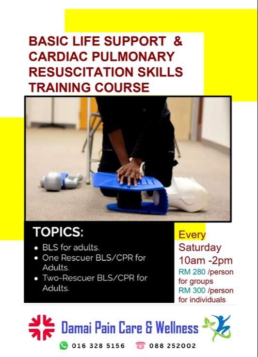 healthcaretoday, Damai Pain Care & Wellness, Basic Life Support course, American Heart Association, Universiti Malaysia Sabah, cardiopulmonary resuscitation, cardiac arrest, emergency response, Automated External Defibrillator, CPR, save lives, cardiac care, teachers, coaches, lifeguards, caregivers, police officers, medical professionals, 